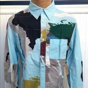 BAND OF OUTSIDERS WORLD MAP OXFORD SHIRT SIZE 4 XL